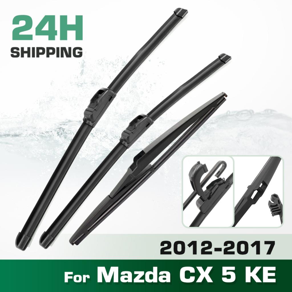 Для Mazda CX-5 KE 2012-2017 2013 2014 2015 2016 Дворник Передние и задние щетки стеклоочистителя Лобовое стекло Стеклоочистители Щетки для окон 24"+18"+14