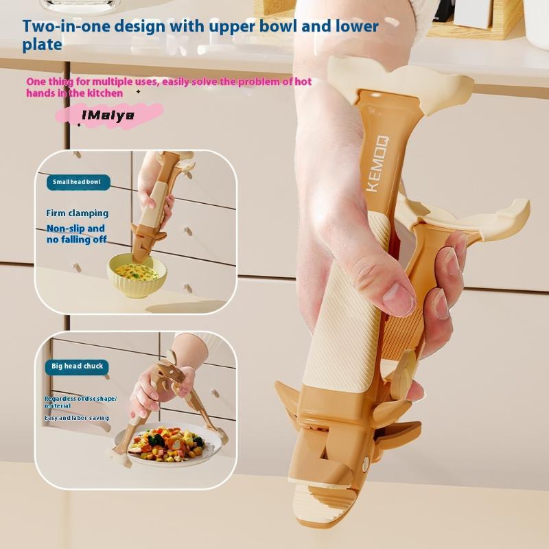 Whale Shape 2-in-1 Anti-Scalding Kitchen Clip Non-Slip ABS+Silicone Pot Bowl Holder Creative Kitchen Gadget