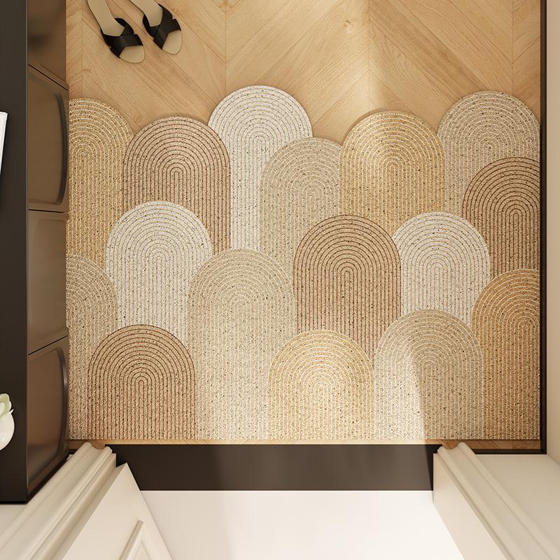Cream Air Entry Door Mat Silk Ring Non-slip Household Floor Mat Door Entry Mat Modern Special-shaped Cut-out Carpet