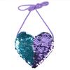 Reversible Love Heart Shining Sequins Purse Girls Crossbody Bags Sling Card Holder