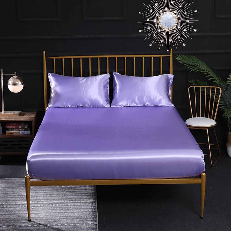 Атласная шелковая простыня с глубоким карманом, однотонная простыня, дышащая, мягкая, удобная простыня