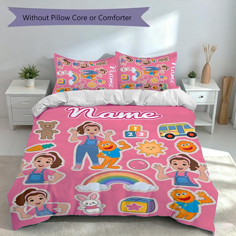 3pcs Custom Name Ms. Rachel Set,Includes 1 Duvet Cover and 2 Pillowcases,All-season Bedroom Decor