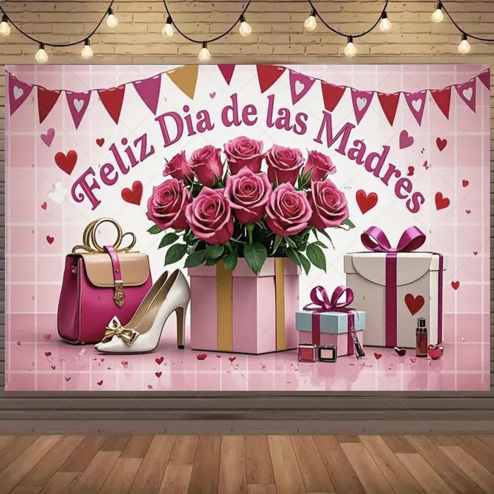 Mother's Day themed party backdrop banner in Spain, floral supplies for Mother's Day, backdrop for2409
