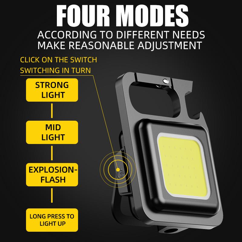 Multifunctional Portable Flashlight, High Brightness Mini Work Light, Strong Magnetic Charging Keychain Light, 4-Piece Set, Suit
