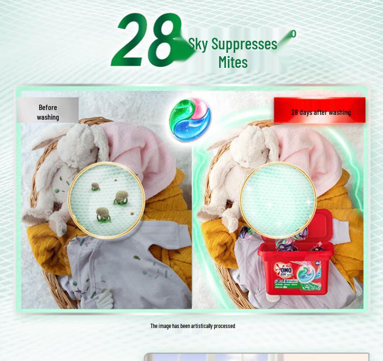 Мистическая Лаванда 3-в-1 капсулы для стирки: Пятновыводитель, стерилизатор, средство от клещей с долговременным ароматом.