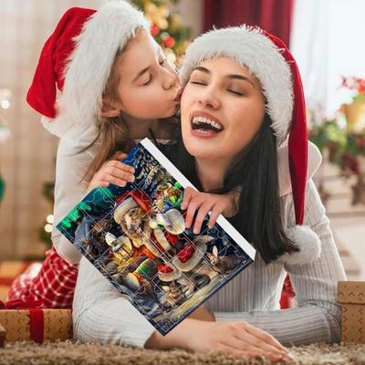 Собачий адвент-календарь 24 дня Собачья тематика Рождественский календарь обратного отсчета 2D украшения с собаками и Сантой Веселый праздничный подарок на память для семьи, детей, любителей собак