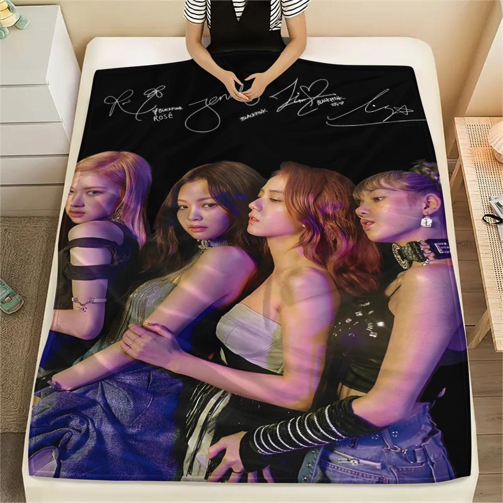 1 шт. Фланелевое одеяло с принтом BLACKPINK, Высокое качество, Для всех сезонов, Декор для дома, Тепло и уют, Идеально для рождественских подарков