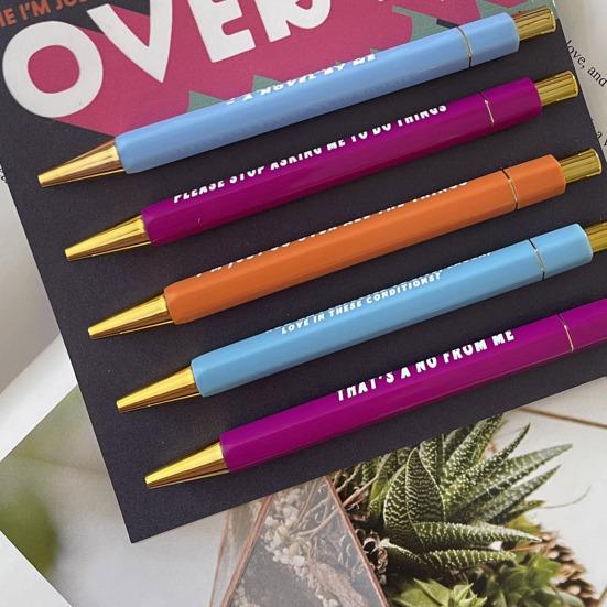 5 шт. разных цветов, выдвижные шариковые ручки, быстросохнущие, средние, офисные ручки для заметок, письменные принадлежности