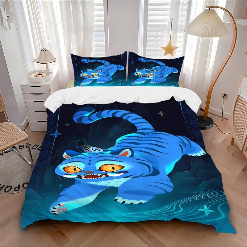 Blue Tiger Fantasy Print 3Pcs Bedding Setduvet Cover With 2 Bedropillowcase Home Birthday Gift