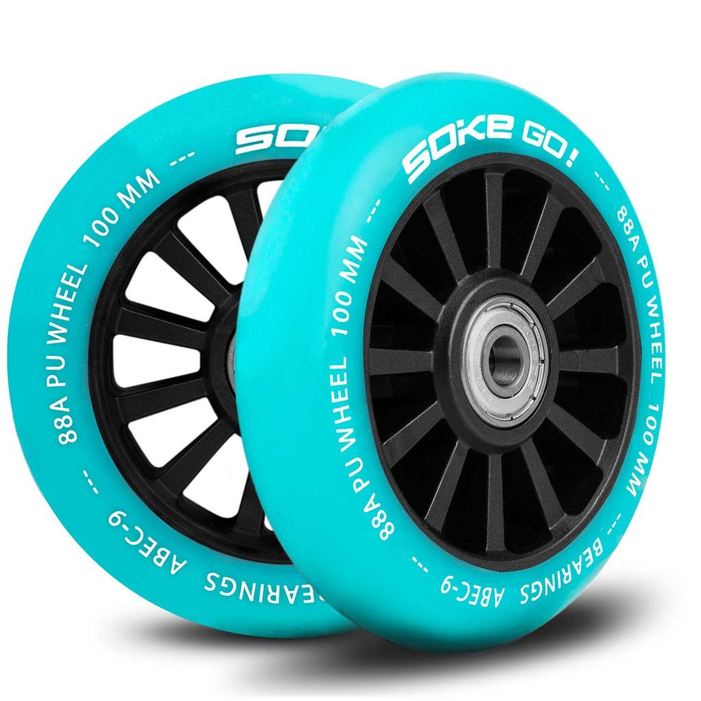 Scooter Wheels 100 Mm Turquoise 2 Pcs
