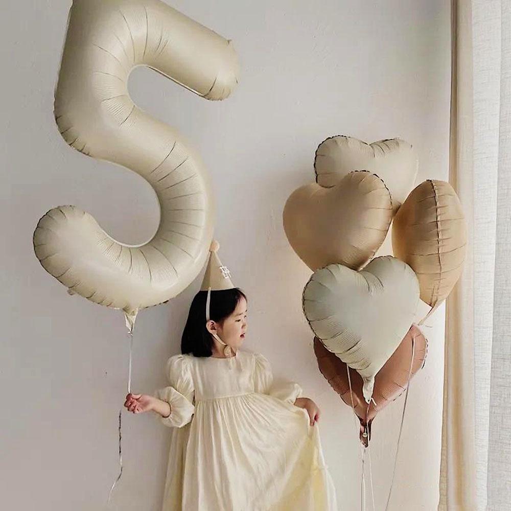 40 Inch 0-9 Digital Balloon Number Aluminum Foil Helium 18 Inch Love Shaped Caramel Cream Birthday Gift Toy Party Decoration