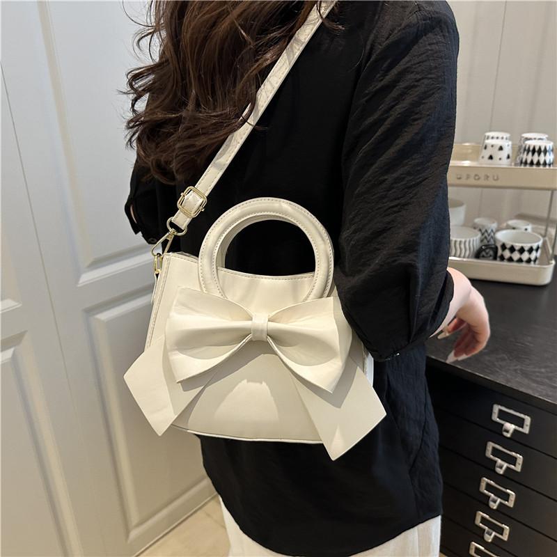Women Solid Color Bowknot Casual Versatile Medium Crossbody Shoulder Bag