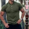 Men Casual Turn Down Collar Short Sleeve Button T-shirts Summer Male Solid Slim Workwear Office Tee Tops