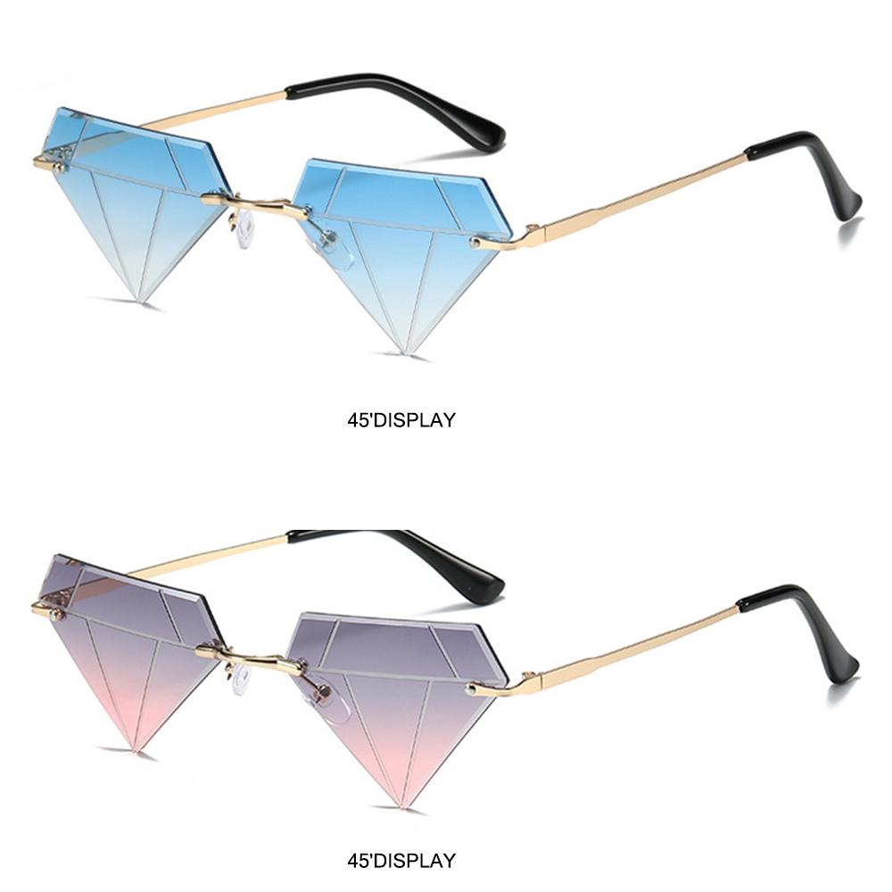 Треугольные солнцезащитные очки для женщин, ромбовидные солнцезащитные очки без оправы, очки для выпускного, вечеринки, Хэллоуина, очки-тени