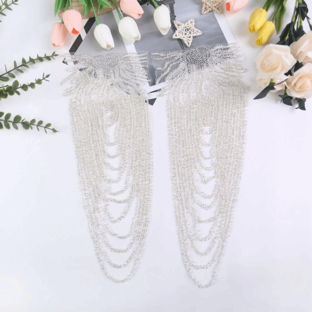 2 шт. Винтажная кисточка, цепочка, наплечное украшение, длинная цепочка с кисточками, съемные кисточки, сверкающая накидка на плечи, нашивка для шитья своими руками