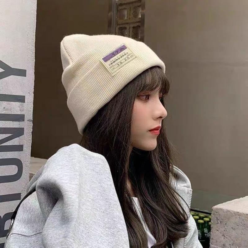 Шерстяная шапка женская осенне-зимняя приливная теплая вязаная шапка модная однотонная маленькая шапка-дыня от холода