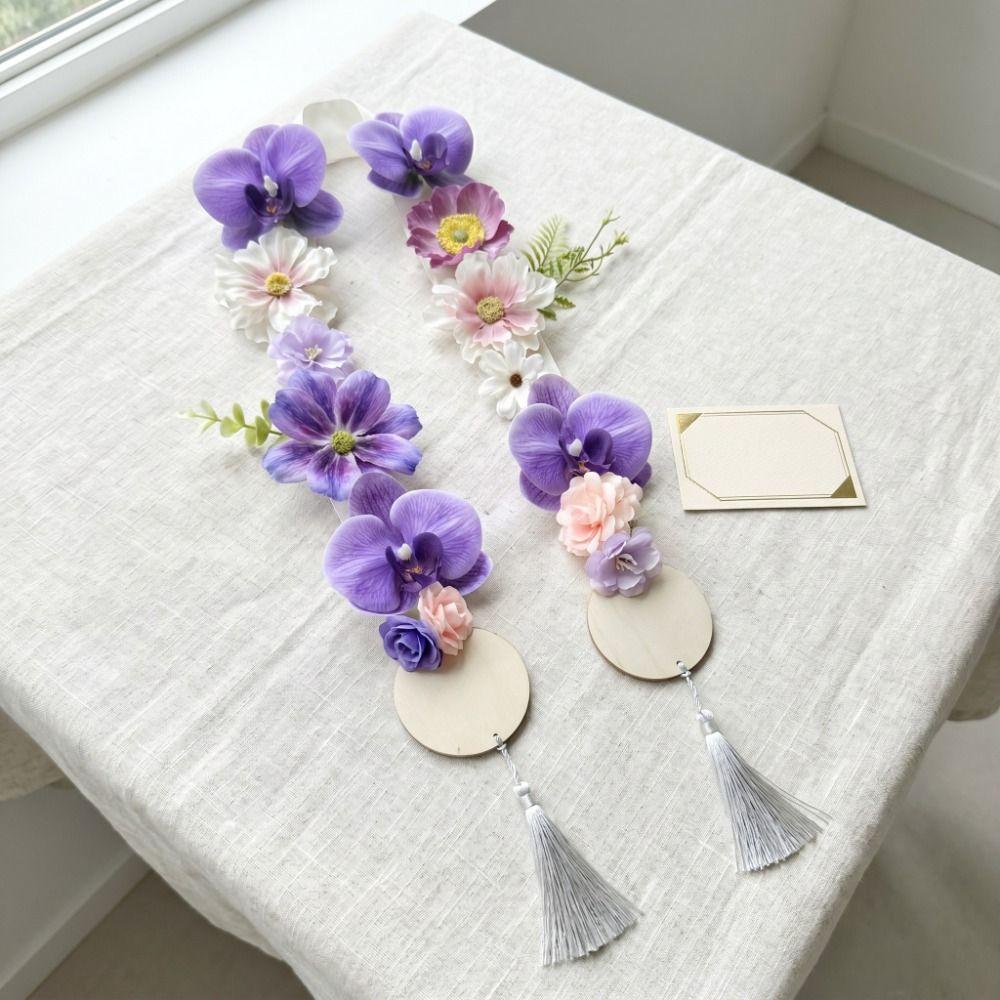 Silk Fabric Satin Flower Sash Satin Fabric Artificial Floral Garland  Party Decoration