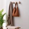 4 PCS Solid Wood Handle Clothes Hook Coat Hook Wall-mounted Hook Punch-free Door Clothes Hanger Pebble Shape Cabinet Door