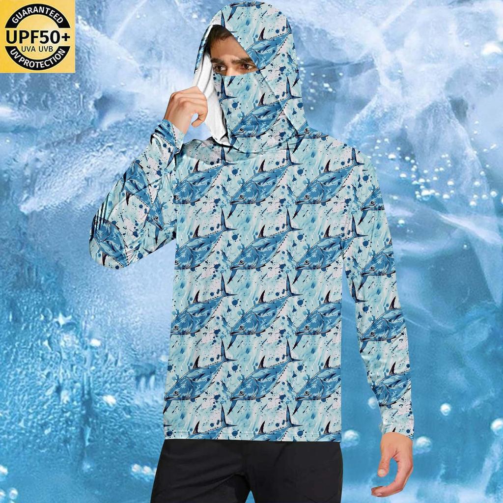 Мужская рубашка с защитой от солнца UPF50+, быстросохнущая рубашка с длинным рукавом, рубашка для бега, тренировок, рыбалки