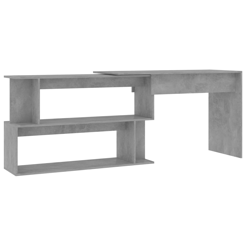 Corner Desk Concrete Grey 200x50x76 cm Wood Based Panel