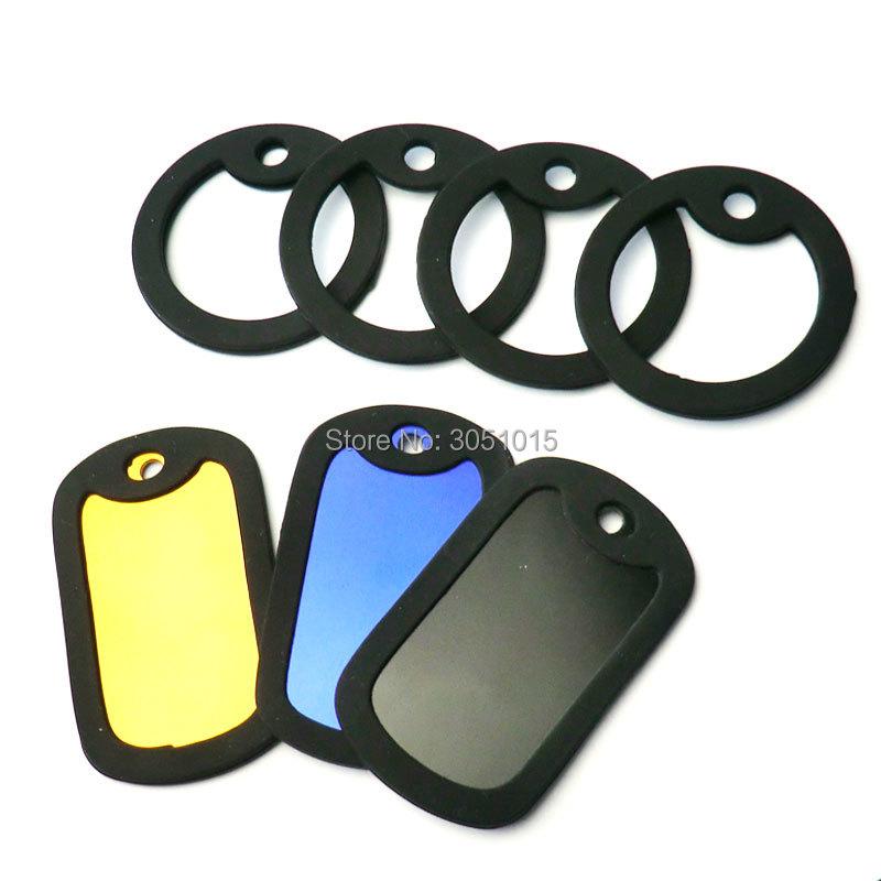 Wholesale 100Pcs Black Personalized Man Tag Accessories Dog Tag For Man Rubber Round Jewellery Tag
