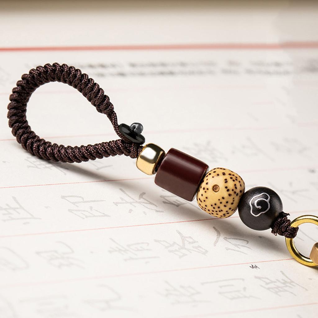 Vintage Brass Tibetan Buddhism Mantra- Bell Keychains Lanyard Pendants Handmade Rope Car for Key Chain Rings Hanging Jew