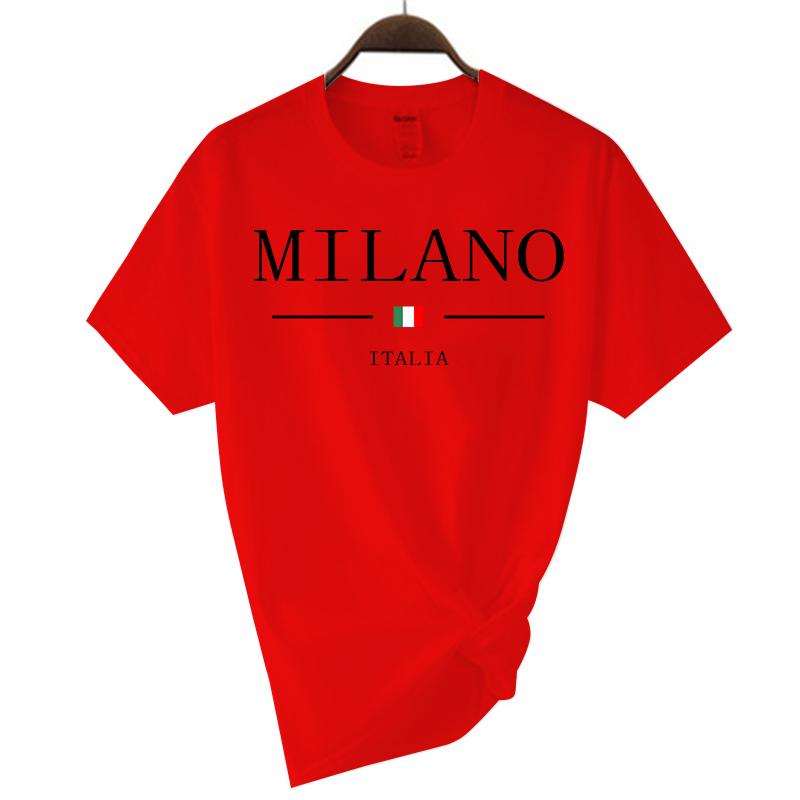 2024 Summer Milano Letters Printing Y2k T-shirt For Man Short Sleeved Luxury Tees For Men's Clothing Loose Pure Cotton Soft Tops
