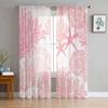 Розовый Океан Коралловый Раковина Морская Звезда Абстрактные Оконные Тюлевые Шторы Для Гостиной Кухни Домашний Декор Прозрачная Вуаль Шторы