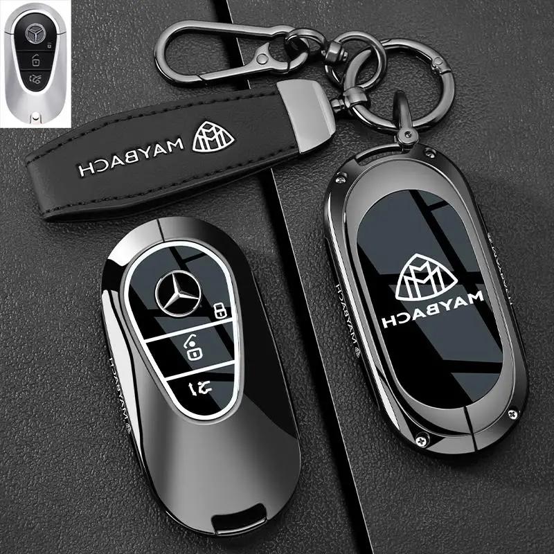 PZQ2 Alloy Style Car Key Case Cover Shell For Mercedes Benz A C E S G Class GLC CLE CLA GLB GLS W177 W205 W213 W222 X167 AMG Keychain
