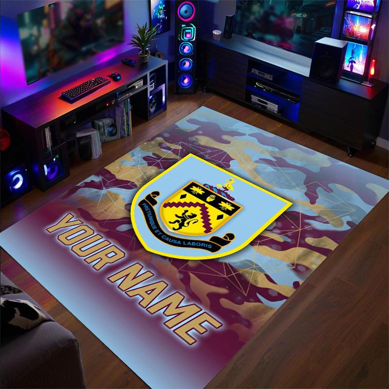 Crystal Velvet Rug Burnley Football Print Custom Name Text Floor Mat Home Decor