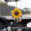 Подвесной автомобильный орнамент в виде подсолнуха, симпатичное ретро-украшение для салона автомобиля в виде подсолнуха, многофункциональный брелок для зеркала заднего вида