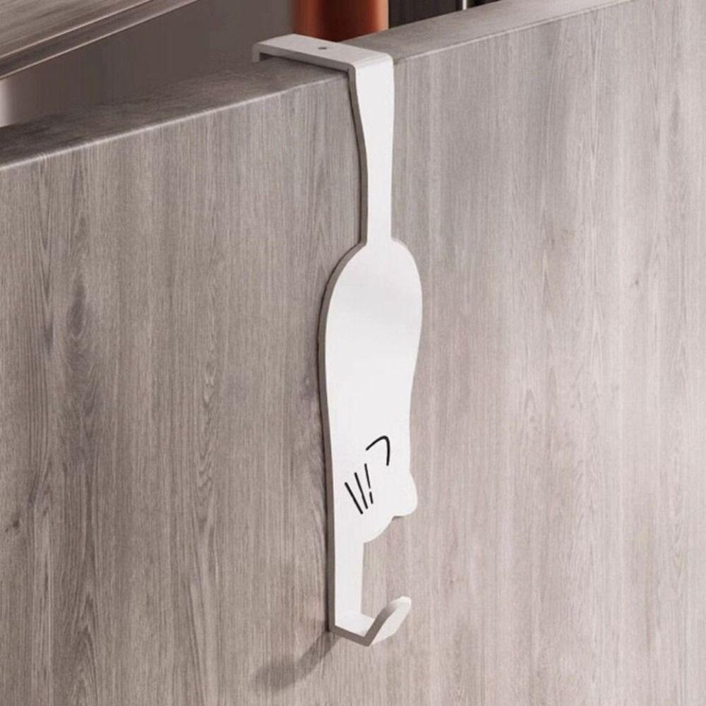 Iron Hanging Coat Storage Hanger Silver Door Back Hook Creative Cat Storage Hook