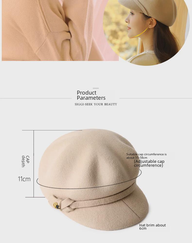 Женский берет в корейском стиле: Шляпа художника из шерстяного фетра на осень/зиму — повседневный газетчик и восьмиугольный дизайн в британском стиле