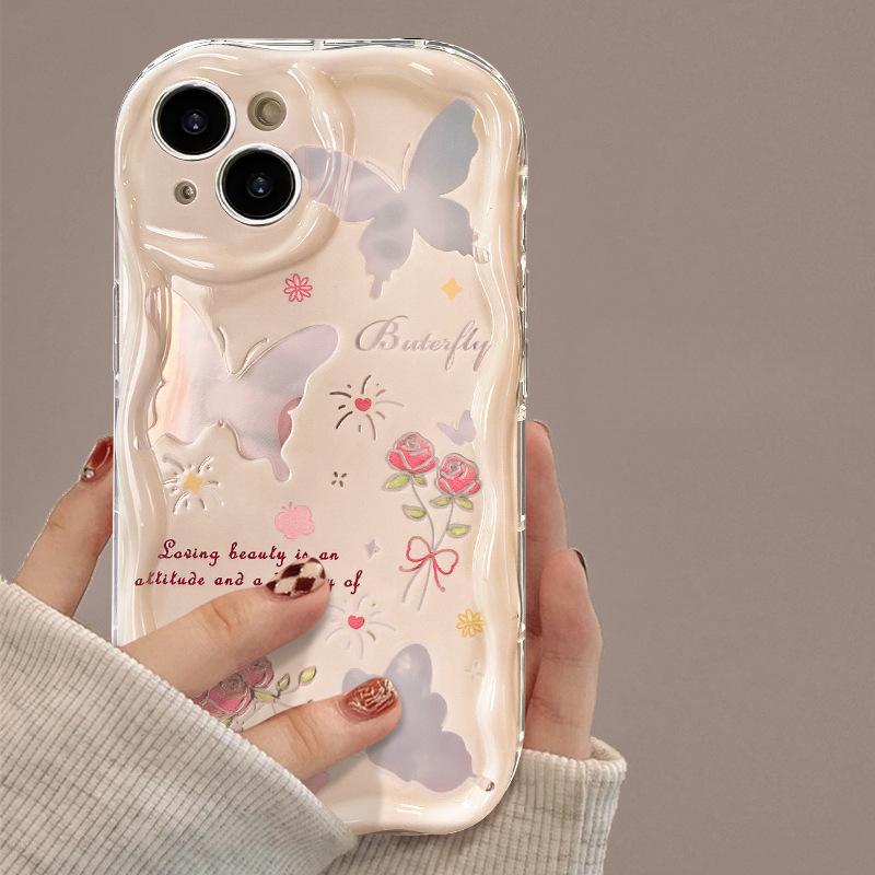 Подходит для чехла для мобильного телефона Apple 15 IPhone 14/13promax Полый Бабочка Роза 11/12 Силиконовый Всесторонний Xr