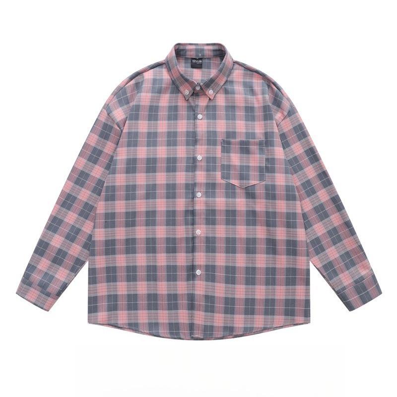 BeatStreet American Retro Plaid Trendy Long-sleeved Shirt Korean Style Fashionable Men Women Vintage Couple Casual Versatile Jacket Chic