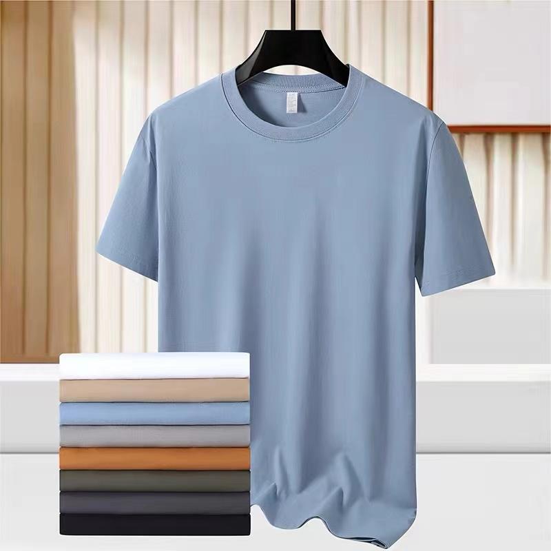 Свободная мужская хлопковая футболка из однотонной дышащей ткани для занятий спортом на открытом воздухе