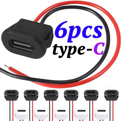 Разъем USB Type-C гнездо 2-контактный Водонепроницаемое гнездо Type-C Разъем для быстрой зарядки Штекер для зарядки USB-C Аксессуары 2/4/6 шт.