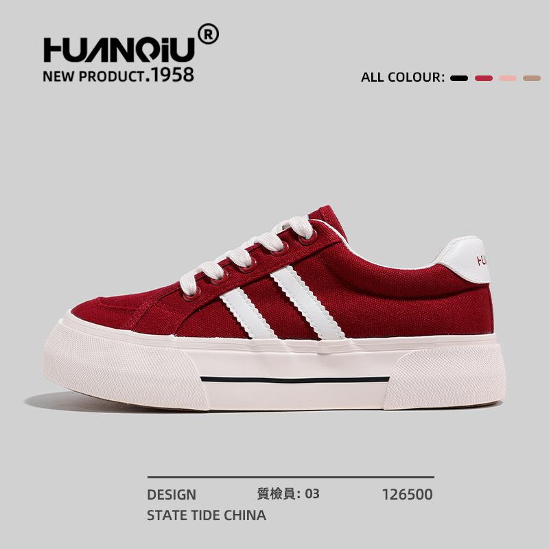 Глобальные супер пожарные парусиновые туфли женские осенние туфли на платформе Guochao женские туфли универсальные нишевые повседневные красные туфли для доски S6992