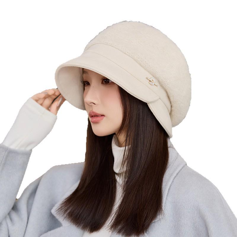 Женский берет в британском стиле, ветрозащитный - Универсальная, теплая плиссированная шляпа художника с металлической этикеткой для осени и зимы