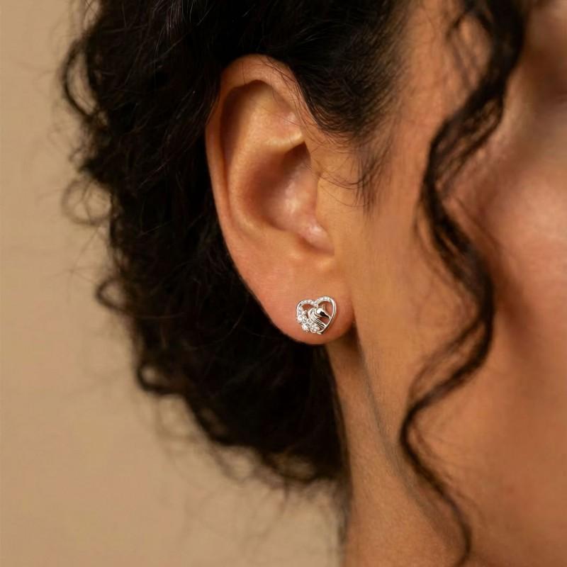 Minimalist Unicorn Horse Heart Stud Earrings Women Needle Copper Body Elegant Daily Wear Jewelry