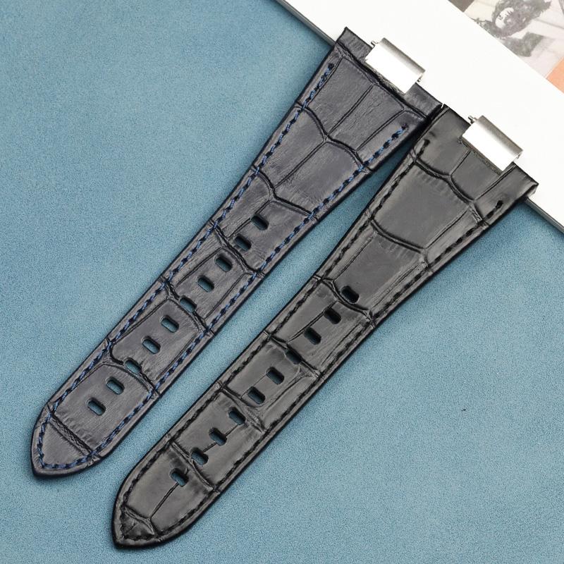 12MM For Tissot PRX Series T137410A T137410 Silver Butterfly Buckle + Genuine Leather Curved End Watch Band Strap Bracelet For T137