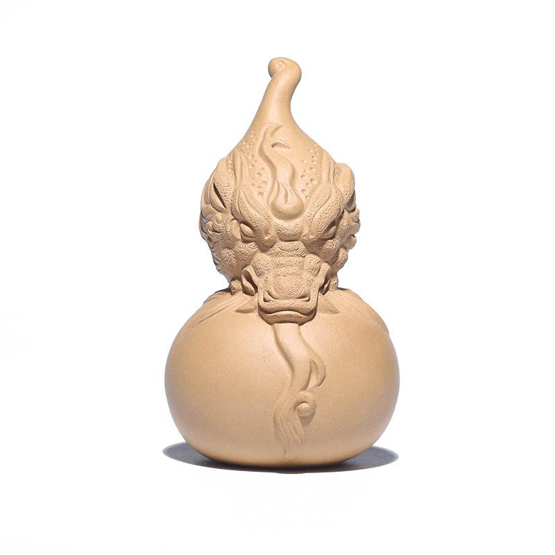 Exquisite Purple Clay Divine Dragon Gourd Tea Pet Handmade Sculpture Crafts Lucky Model Tea Figurine Tea Ceremony Teaware Crafts