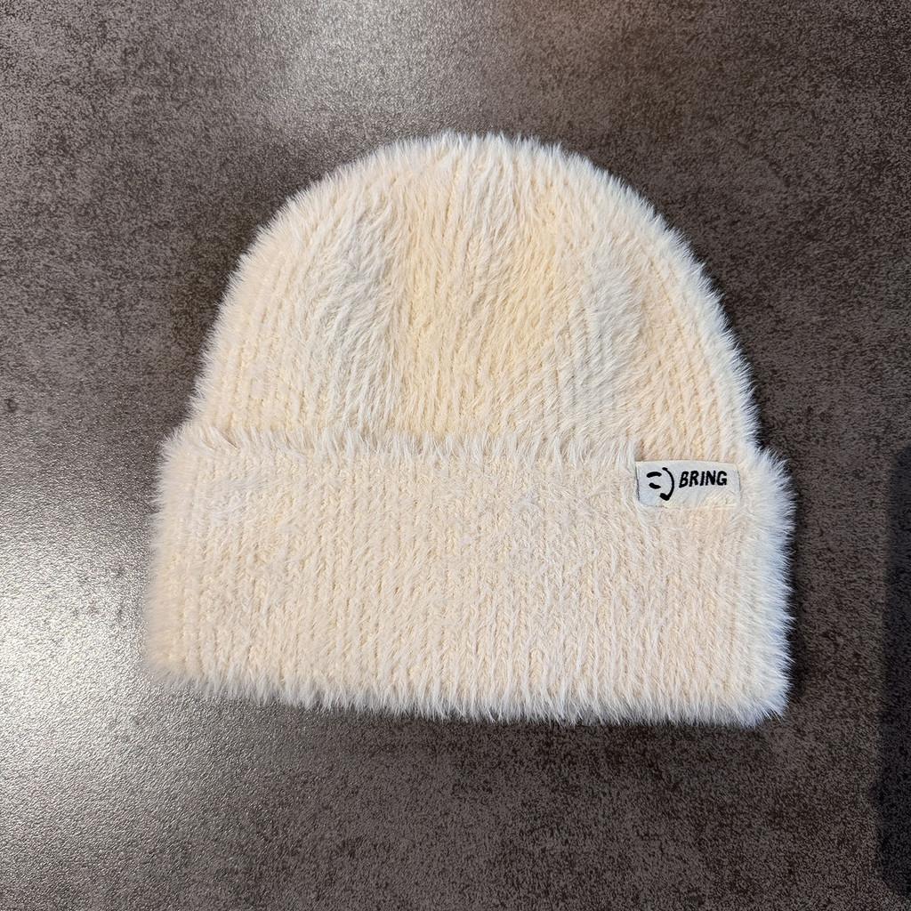 Женская вязаная шапка-бини с теплым дышащим норковым полотном для повседневной носки