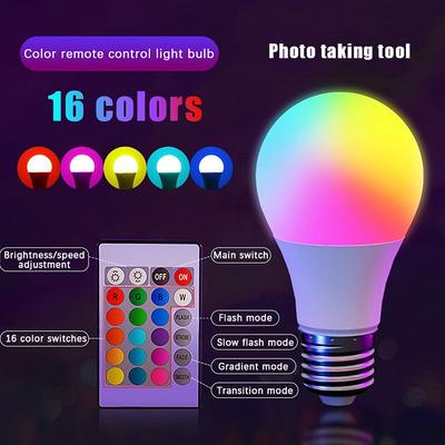 16 цветов RGB-лампочка, светодиодная многоцветная лампа с цоколем E27, 220 В, бытовое освещение с регулировкой яркости, 24-кнопочный пульт дистанционного управления, атмосферный неоновый свет