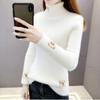 Solid Letter Print Turtleneck Sweater Women Autumn Winter Long Sleeve Knit Pullover Sweet Slim Basic Knitted Top