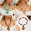 Beaded Wooden Summer Necklace Women Stretch Chain Geometric Pendant Decoration