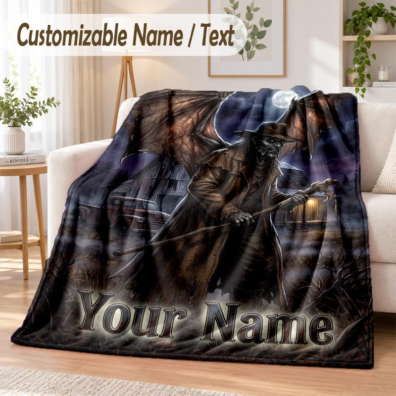 Jeepers Creepers The Creeper Custom Name Flannel Throw Blanket Soft Warm for Sofa Bed Indoor Home Use