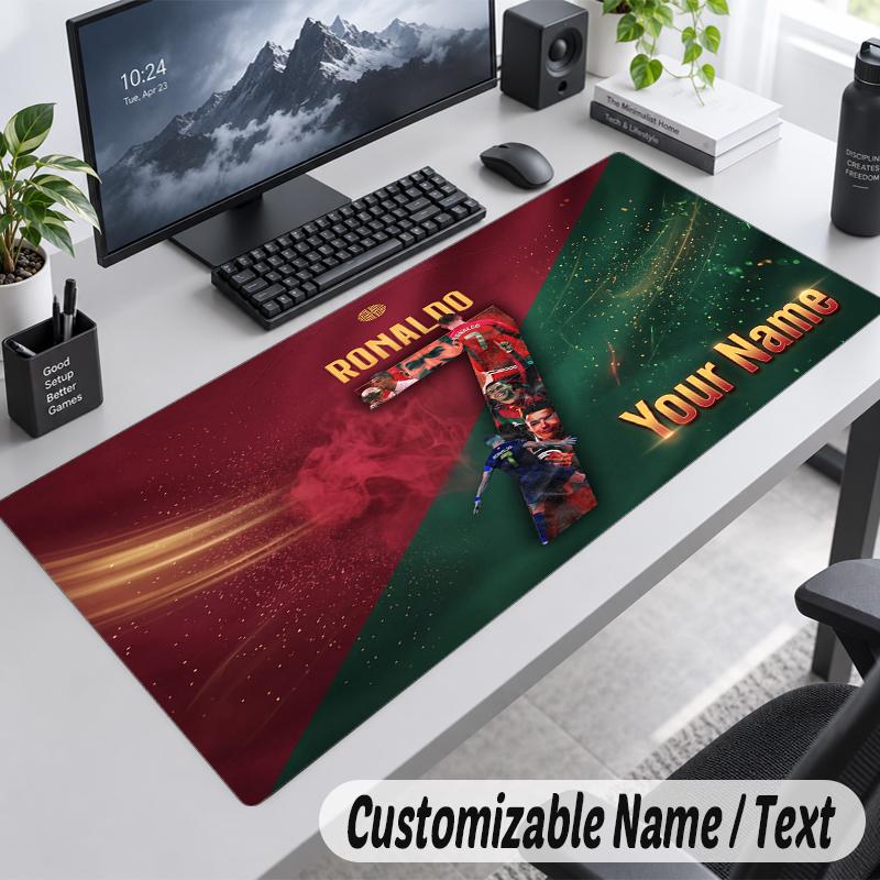 Custom Name Text Mouse Pad Cristiano Ronaldo Personalized Desk Pad For Work And Gaming