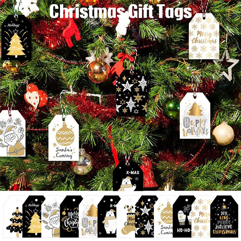 48 шт. самодельных крафт-бирок, этикеток для рождественской упаковки подарков, бумажные бирки для Санта-Клауса, бумажные открытки, принадлежности для рождественской вечеринки