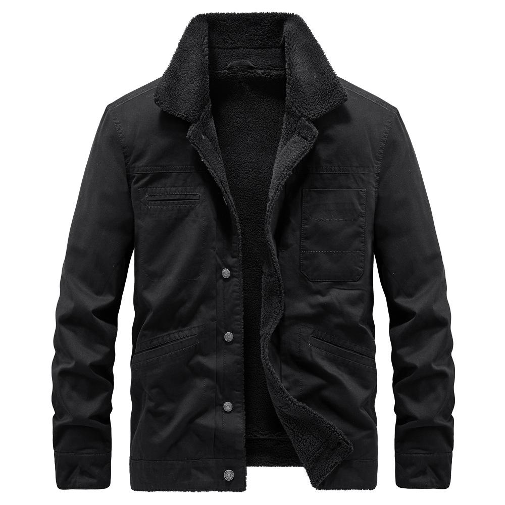 Winter Lamb Wool Fleece Thickened Men's Autumn Loose Last Year Lapel Casual Coat